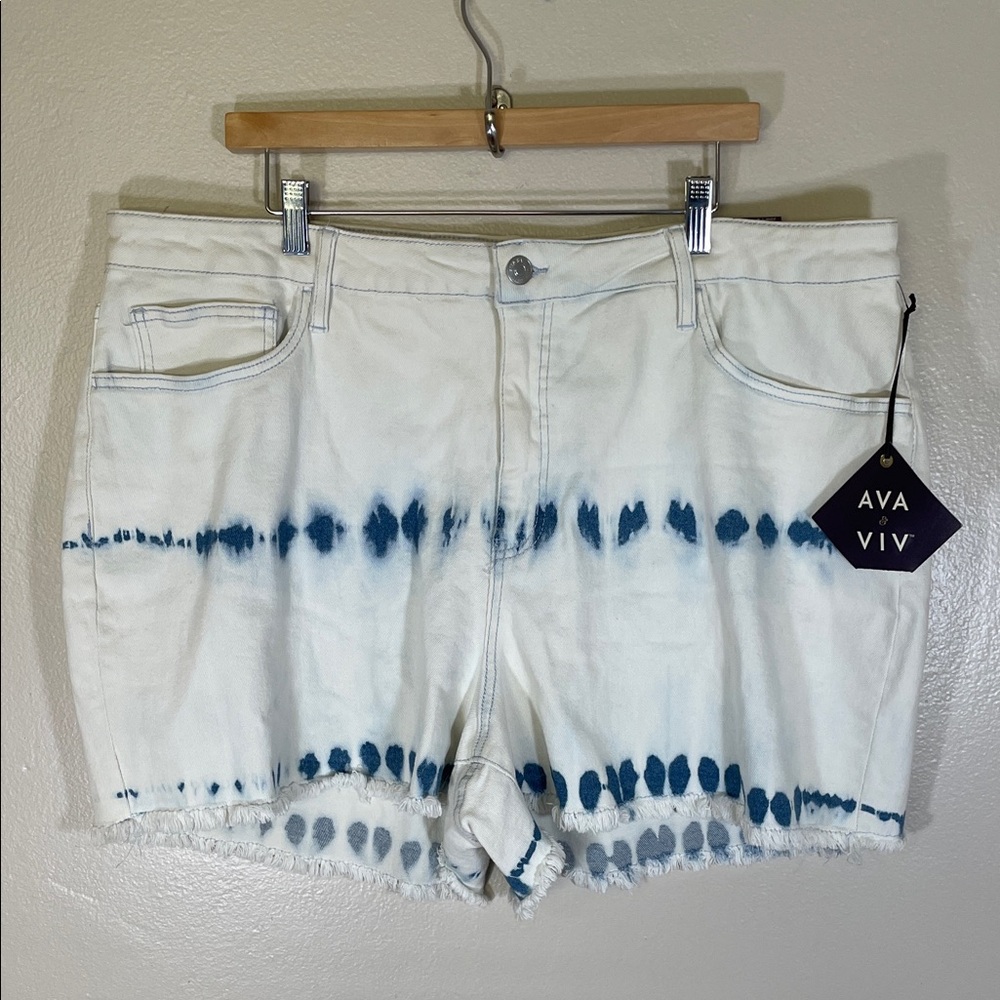 NWT Ava & Viv Women's Blue Tie-Dye Jean Shorts
